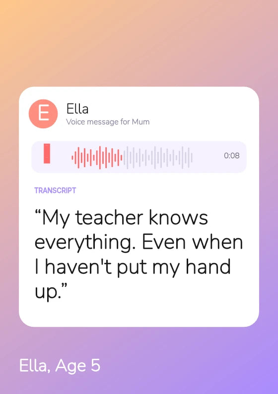 My teacher knows everything. Even when I haven't put my hand up. Ella / Age 5.