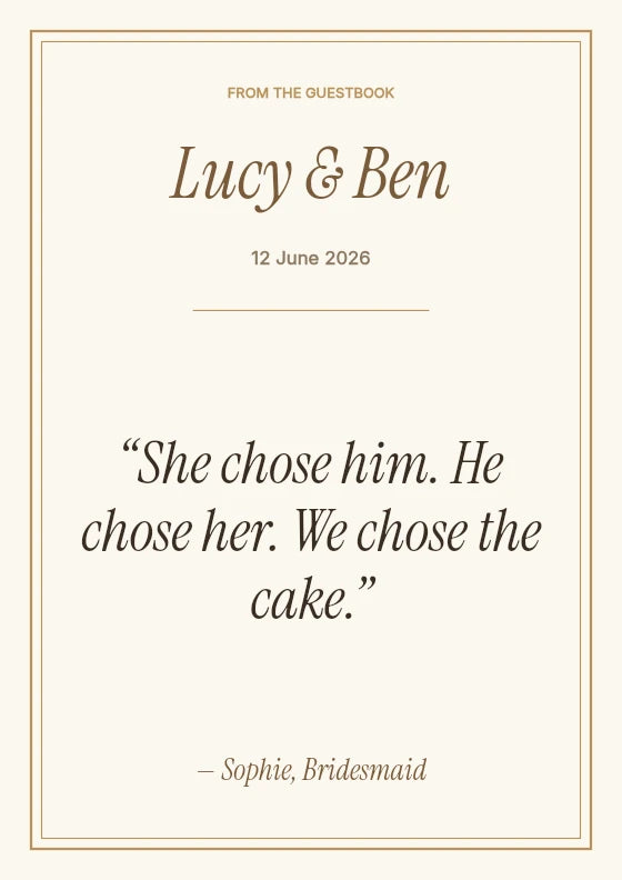 She chose him. He chose her. We chose the cake. Sophie / Bridesmaid.